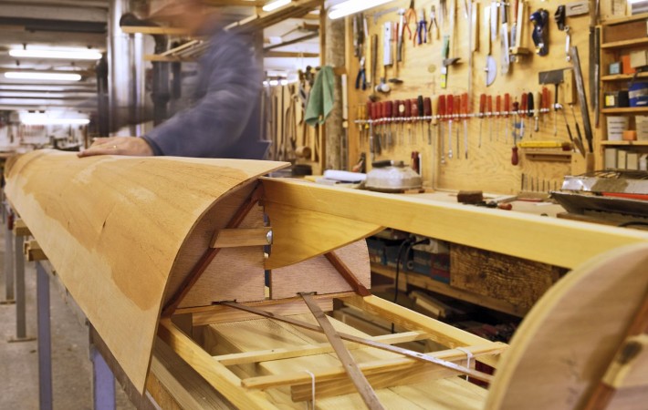 Wooden sculling boat